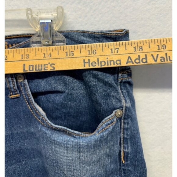 Gap Premium Straight Crop Jeans Capri Cuffed Distressed Size 14/32 Med Wash Crop - Picture 4 of 10